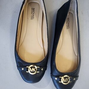 Michael Kors Black Flats with Gold Accent